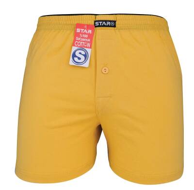 STAR DÜZ RENK %100 SAF PAMUKLU RAHAT KALIP HAVLU BEL BOXER SARI 