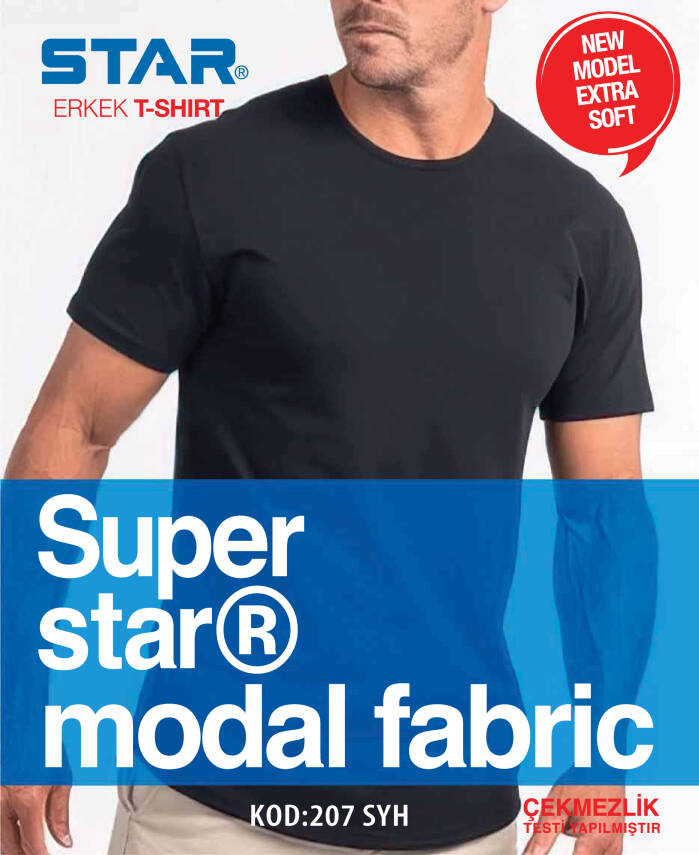 STAR 3 LÜ ERKEK MODAL SIFIR YAKA KISAKOL BASİC T-SHİRT - 1