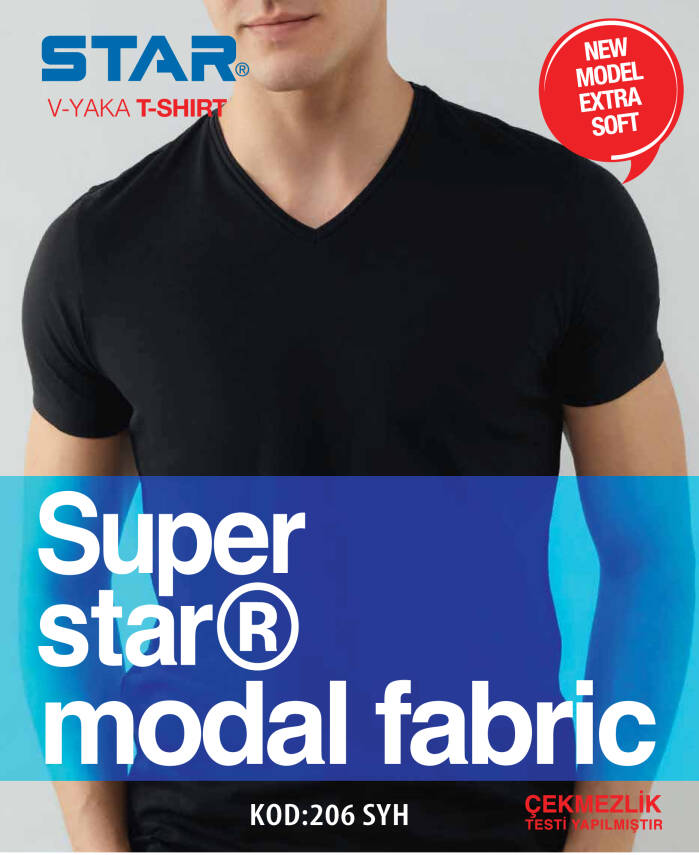 STAR 3 LÜ ERKEK MODAL V YAKA YARIM KOL BASİC T-SHİRT - 2