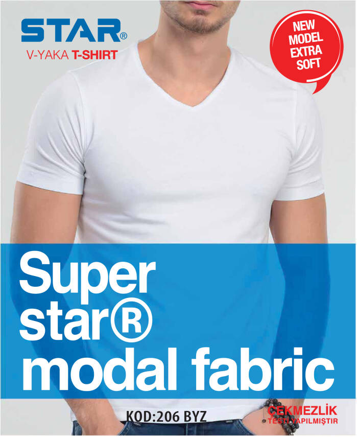 STAR 3 LÜ ERKEK MODAL V YAKA YARIM KOL BASİC T-SHİRT - 3
