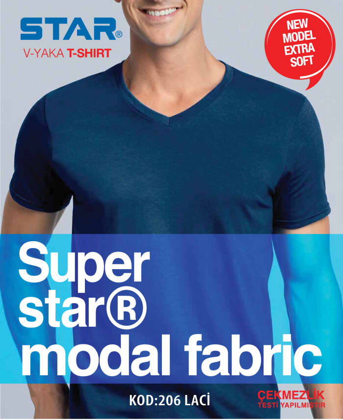 STAR 3 LÜ ERKEK MODAL V YAKA YARIM KOL BASİC T-SHİRT - 4