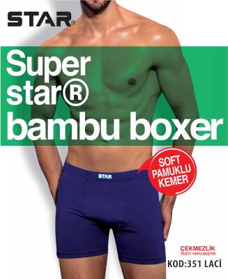 STAR 3 LÜ ERKEK ORGANİK BAMBU PAMUKLU KEMER BOXER LACİVERT