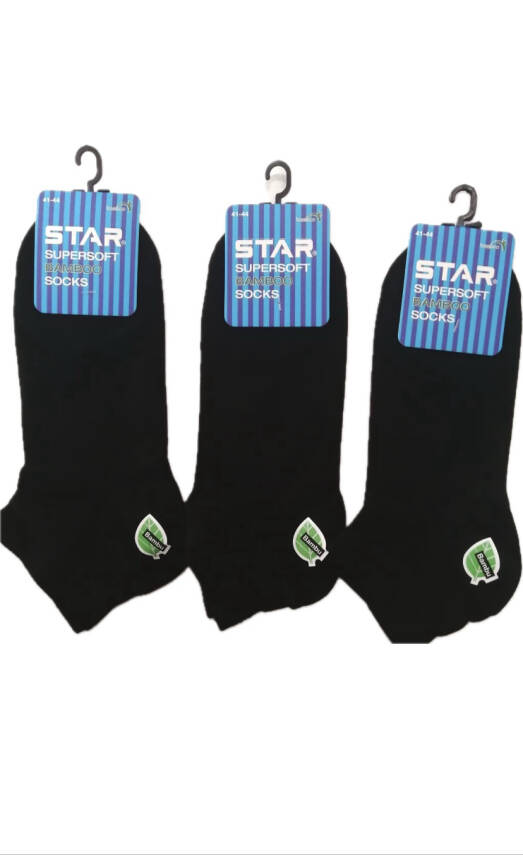 STAR 3 LÜ ERKEK SİYAH ORGANİK BAMBU PATİK ÇORAP - 1