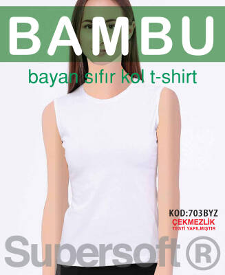 STAR 3 LÜ KADIN BAMBU SIFIR YAKA SIFIR KOL ATLET BEYAZ