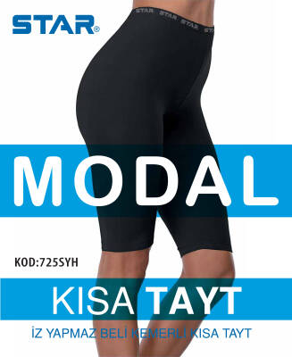 STAR 3 LÜ KADIN MODAL DİZ ÜSTÜ KISA TAYT SİYAH