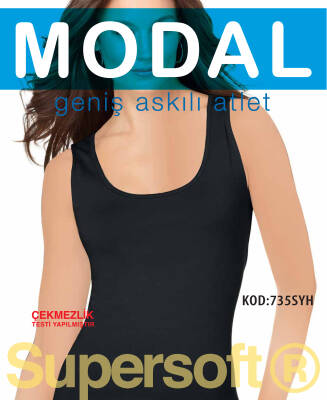 STAR 3 LÜ KADIN MODAL GENİŞ ASKILI ATLET SİYAH