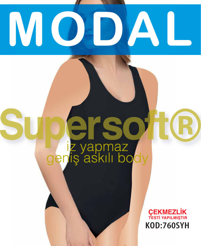STAR 3 LÜ KADIN MODAL GENİŞ ASKILI ÇITÇITLI BODY ATLET - 3