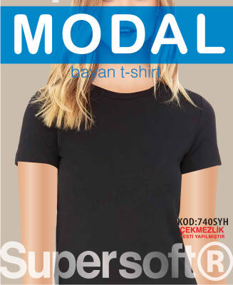 STAR 3 LÜ KADIN MODAL SIFIR YAKA KISA KOL T-SHİRT SİYAH
