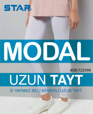 STAR 3 LÜ KADIN MODAL UZUN TAYT BEYAZ