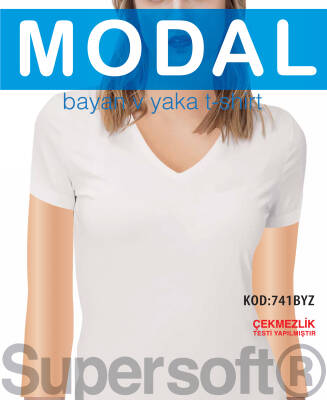 STAR 3 LÜ KADIN MODAL V YAKA KISAKOL BASİC T-SHİRT BEYAZ