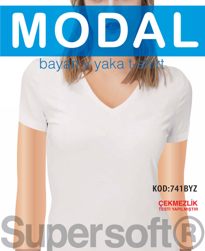 STAR 3 LÜ KADIN MODAL V YAKA KISAKOL BASİC T-SHİRT - 1
