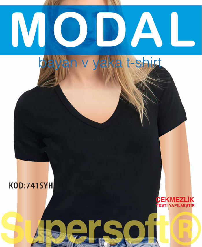 STAR 3 LÜ KADIN MODAL V YAKA KISAKOL BASİC T-SHİRT - 2