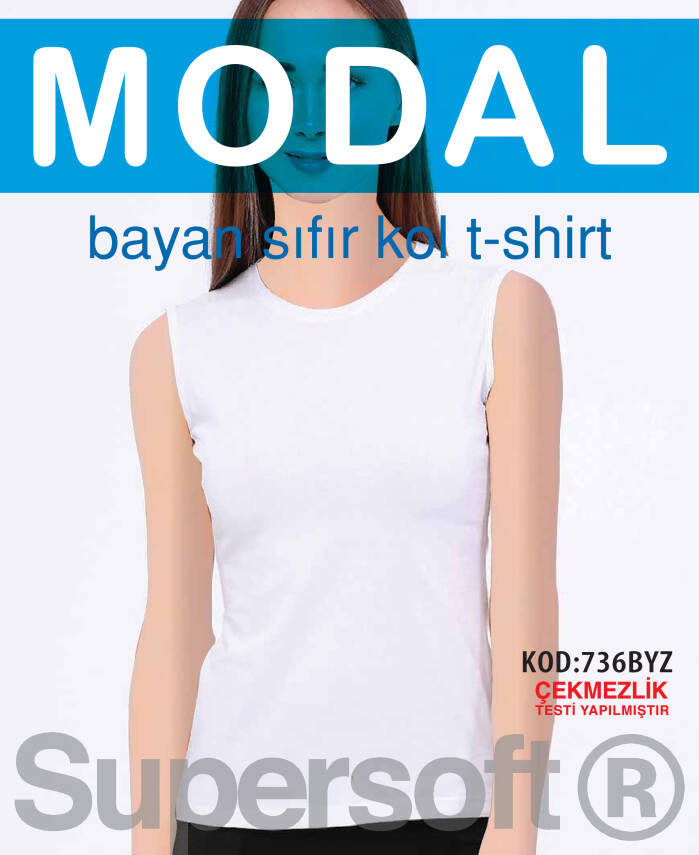 STAR 3 LÜ KADIN SIFIR KOL SIFIR YAKA T-SHİRT - 1