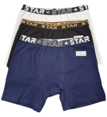 STAR 3LÜ ASORTİ ERKEK ÇOCUK BELİ KEMERLİ LYCRALI BOXER 