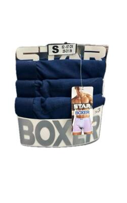 STAR 3LÜ LACİVERT ERKEK BELİ KEMERLİ LYCRALI BOXER 