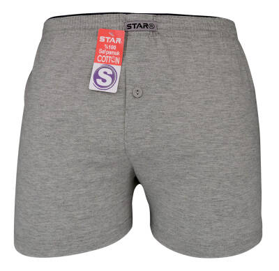 STAR DÜZ RENK %100 SAF PAMUKLU RAHAT KALIP DESENLİ HAVLU BEL BOXER GRİ 