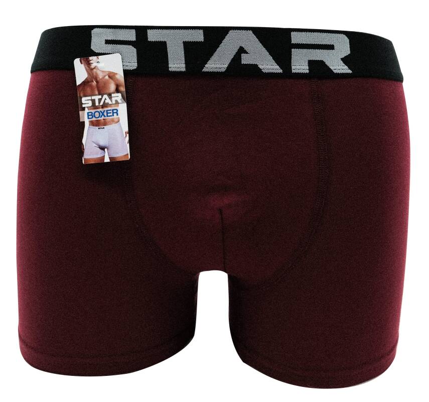 STAR ERKEK BORDO BELİ KEMERLİ LYCRALI BOXER - 1