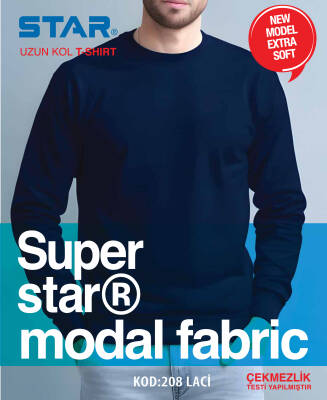 STAR ERKEK MODAL UZUN KOL V YAKA T-SHİRT LACİVERT