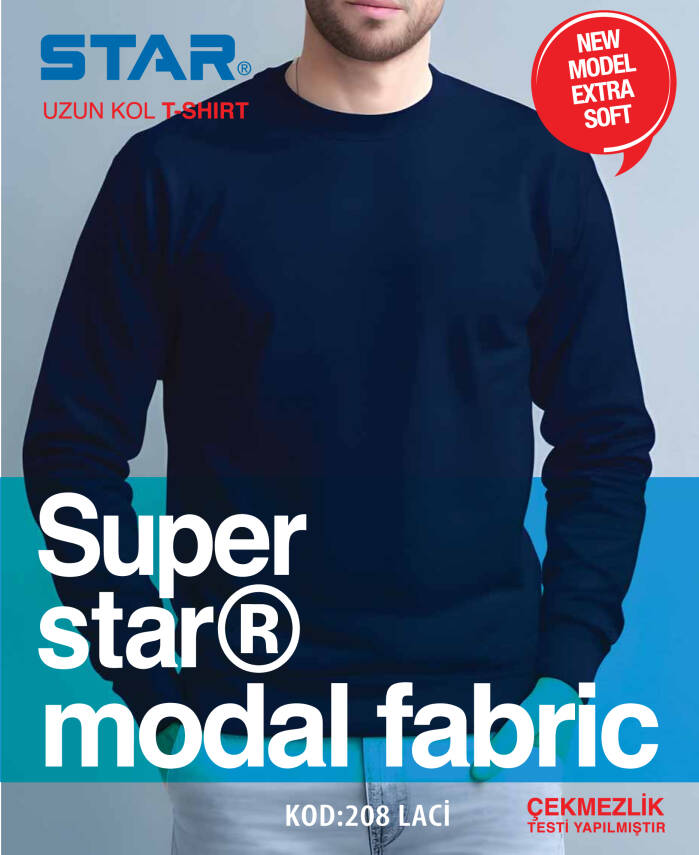 STAR ERKEK MODAL UZUN KOL V YAKA T-SHİRT - 4