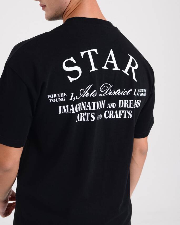 STAR ERKEK OVERSİZE ARKASI YAZILI T-SHİRT - 1