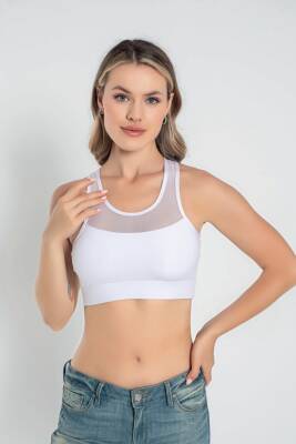 STAR FORM ANGEL KADIN KALIN ASKILI TÜL DETAYLI CROP BÜSTİYER 