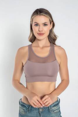 STAR FORM ANGEL KADIN KALIN ASKILI TÜL DETAYLI CROP BÜSTİYER 